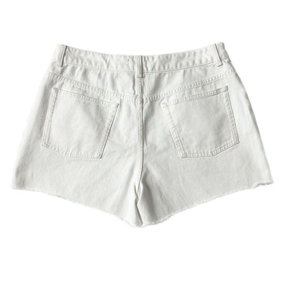 ME+EM A-Line Frayed Denim Button Fly Short White 100% Cotton Size 31 - Picture 2 of 5